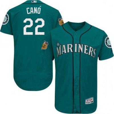 Mens Majestic Seattle Mariners 22 Robinson Cano Aqua 2017 Spring Training Authentic Collection MLB Jersey Flex