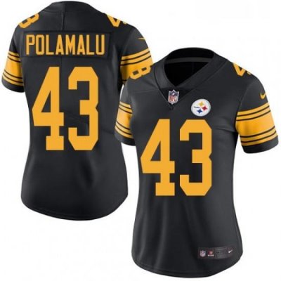 Womens Nike Pittsburgh Steelers 43 Troy Polamalu Limited Black Rush Vapor Untouchable NFL Jersey