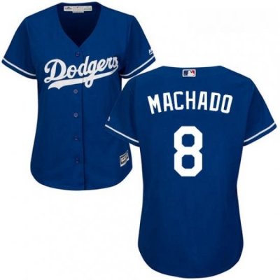 Womens Majestic Los Angeles Dodgers 8 Manny Machado Authentic Royal Blue Alternate Cool Base MLB Jersey