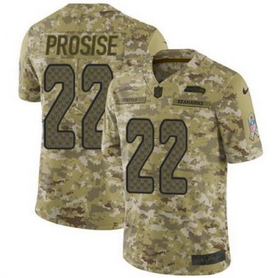 Nike Seahawks #22 C J Prosise Camo Mens Stitched NFL Limited 2018 Salute To Service Jersey