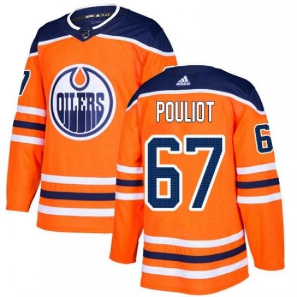 Mens Adidas Edmonton Oilers 67 Benoit Pouliot Premier Orange Home NHL Jersey