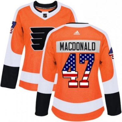 Womens Adidas Philadelphia Flyers 47 Andrew MacDonald Authentic Orange USA Flag Fashion NHL Jersey