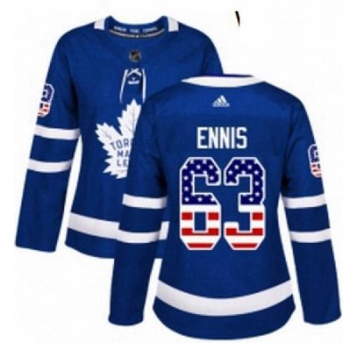 Womens Adidas Toronto Maple Leafs 63 Tyler Ennis Authentic Royal Blue USA Flag Fashion NHL Jersey