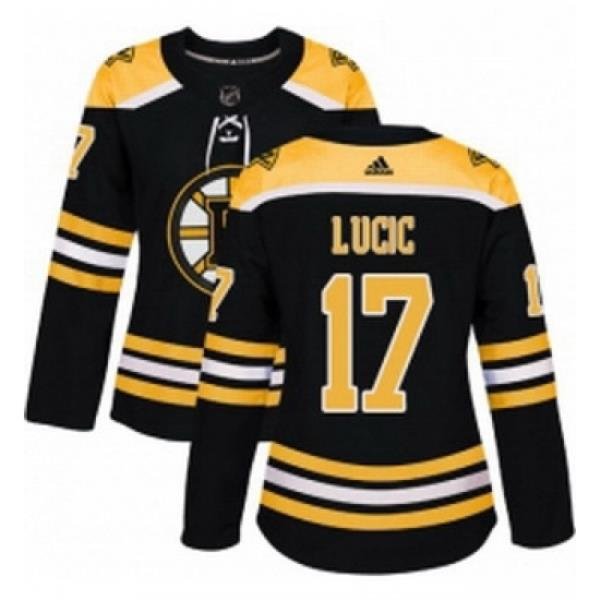 Womens Adidas Boston Bruins 17 Milan Lucic Premier Black Home NHL Jersey