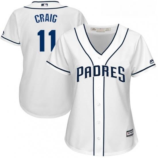 Womens Majestic San Diego Padres 11 Allen Craig Authentic White Home Cool Base MLB Jersey