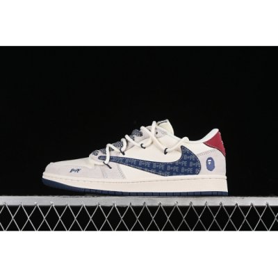 TRAVIS SCOTT X FRAGMENT DESIGN X AIR JORDAN 1 LOW OG SP BAPE WHITE GREY BLUE RED