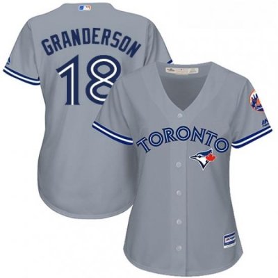 Womens Majestic Toronto Blue Jays 18 Curtis Granderson Replica Grey Road MLB Jersey