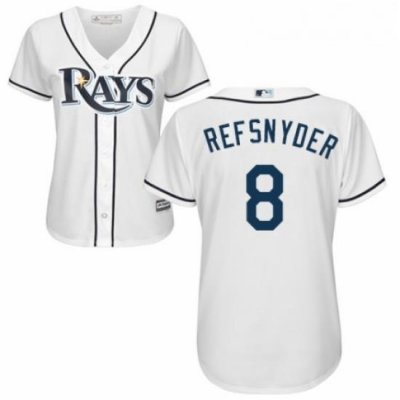 Womens Majestic Tampa Bay Rays 8 Rob Refsnyder Replica White Home Cool Base MLB Jersey