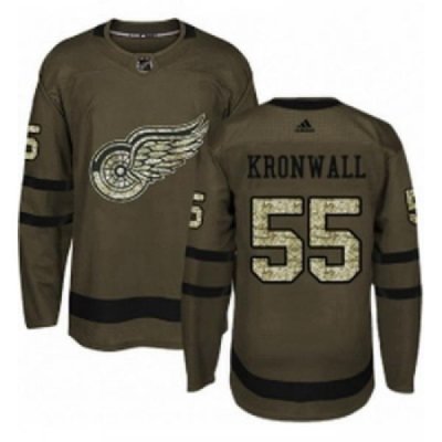 Youth Adidas Detroit Red Wings 55 Niklas Kronwall Authentic Green Salute to Service NHL Jersey