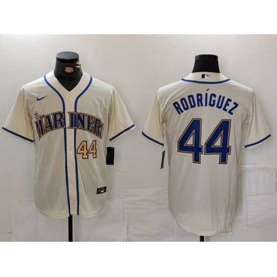 Men Seattle Mariners 44 Julio Rodriguez Cream Cool Base Stitched Jersey