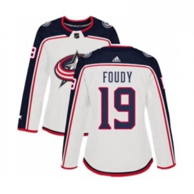 Womens Adidas Columbus Blue Jackets 19 Liam Foudy Authentic White Away NHL Jersey