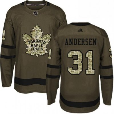 Youth Adidas Toronto Maple Leafs 31 Frederik Andersen Authentic Green Salute to Service NHL Jersey