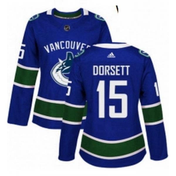 Womens Adidas Vancouver Canucks 15 Derek Dorsett Premier Blue Home NHL Jersey