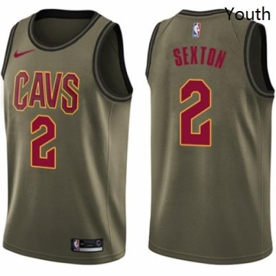 Youth Nike Cleveland Cavaliers 2 Collin Sexton Swingman Green Salute to Service NBA Jersey