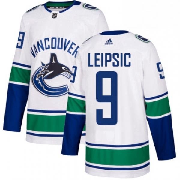 Youth Adidas Vancouver Canucks 9 Brendan Leipsic Authentic White Away NHL Jersey