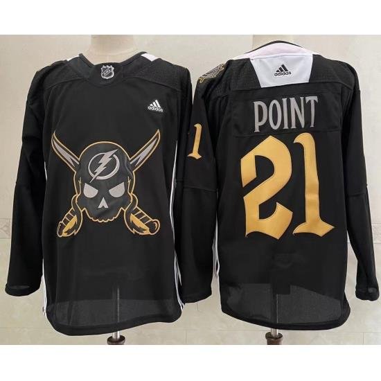 Men's Tampa Bay Lightning #21 Brayden Point Black Pirate Themed Warmup Authentic Jersey