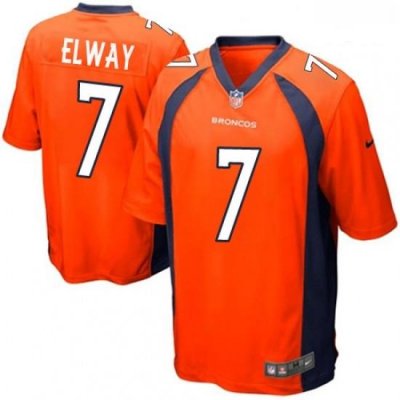 Men Nike Denver Broncos 7 John Elway Game Orange Team Color NFL Jersey