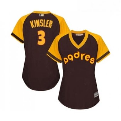 Womens San Diego Padres 3 Ian Kinsler Replica Brown Alternate Cooperstown Cool Base Baseball Jersey