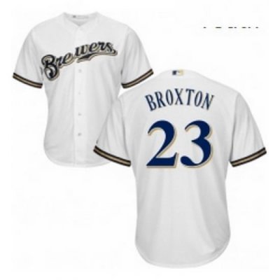 Youth Majestic Milwaukee Brewers 23 Keon Broxton Replica Navy Blue Alternate Cool Base MLB Jersey