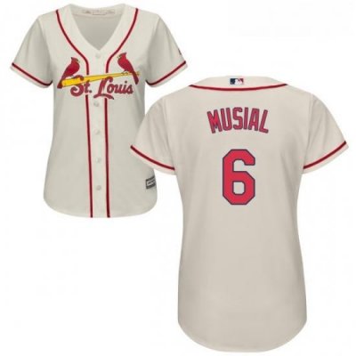 Womens Majestic St Louis Cardinals 6 Stan Musial Replica Cream Alternate Cool Base MLB Jersey