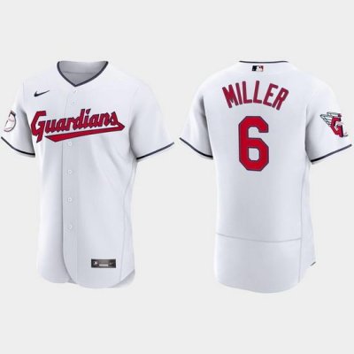 Men Cleveland Guardians 6 OWen Miller White Flex Base Stitched Jerse