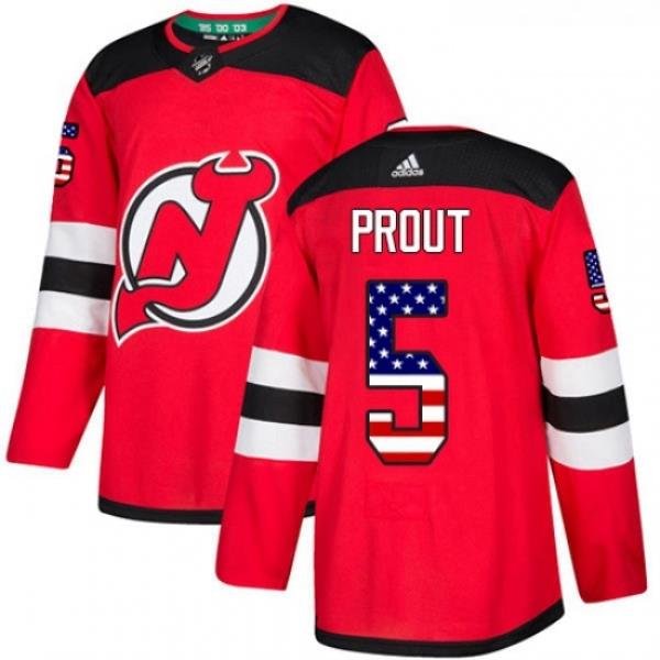 Youth Adidas New Jersey Devils 5 Dalton Prout Authentic Red USA Flag Fashion NHL Jersey