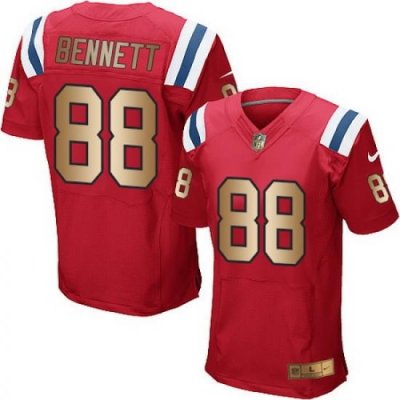 Nike Patriots #88 Martellus Bennett Red Alternate Mens Stitched NFL Elite Gold Jersey