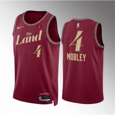 Men Cleveland Cavaliers 4 Evan Mobley Wine 2023 24 City Edition Stitched Jersey