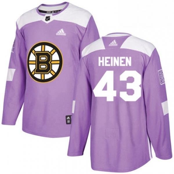 Mens Adidas Boston Bruins 43 Danton Heinen Authentic Purple Fights Cancer Practice NHL Jersey