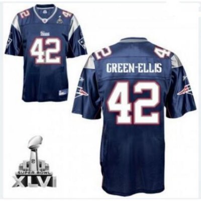 Men New England Patriots #42 Green-Ellis Dark Blue Super Bowl XLVI Embroidered NFL Jersey