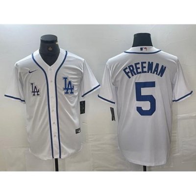 Men Los Angeles Dodgers 5 Freddie Freeman White Cool Base Stitched Baseball Jersey