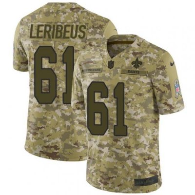 Limited Nike Camo Youth Josh LeRibeus Jersey NFL 61 New Orleans Saints 2018 Salute to Service