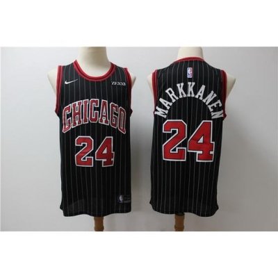 Bulls 24 Laur Markkanen Black Nike Swingman Jersey