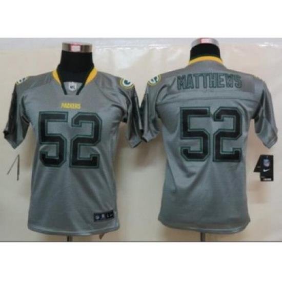 Nike Youth Green Bay Packers #52 matthews Grey Jerseys(Lights Out Elite)