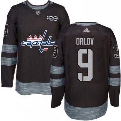 Mens Adidas Washington Capitals 9 Dmitry Orlov Authentic Black 1917 2017 100th Anniversary NHL Jersey