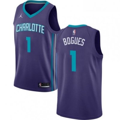 Womens Nike Jordan Charlotte Hornets 1 Muggsy Bogues Swingman Purple NBA Jersey Statement Edition