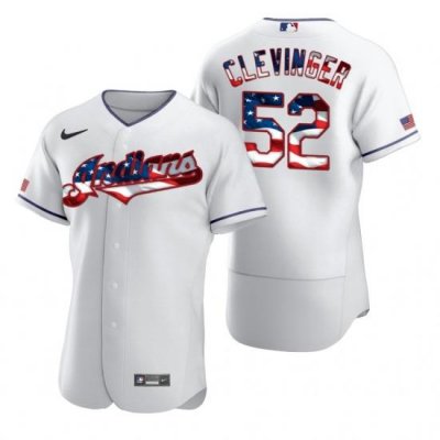 Men Cleveland Indians 52 Mike Clevinger Men Nike White Fluttering USA Flag Limited Edition Flex Base MLB Jersey