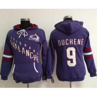 Colorado Avalanche 9 Lanny McDonald Purple Women Old Time Heidi NHL Hoodie