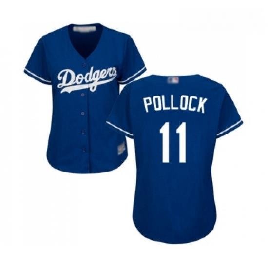 Womens Los Angeles Dodgers 11 A J Pollock Authentic Royal Blue Alternate Cool Base Baseball Jersey