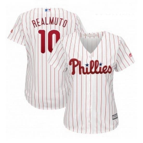 Womens Philadelphia Phillies 10 JT Realmuto Majestic White Home Cool Base Player Jersey