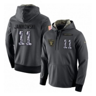 NFL Nike Oakland Raiders 11 Sebastian Janikowski Stitched Black Anthracite Salute to Service Player Performance Hoodie