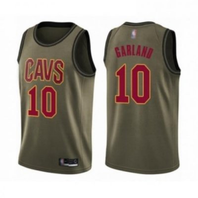 Mens Cleveland Cavaliers 10 Darius Garland Swingman Green Salute to Service Basketball Jersey