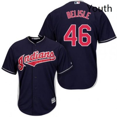 Youth Majestic Cleveland Indians 46 Matt Belisle Authentic Navy Blue Alternate 1 Cool Base MLB Jersey