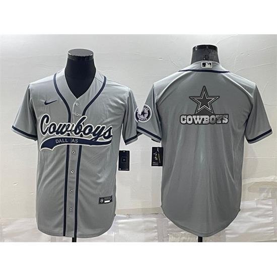 Men Dallas Cowboys Grey Team Big Logo With Patch Cool Base Stitched Baseb