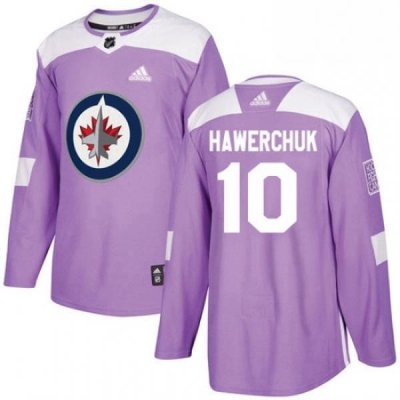 Youth Adidas Winnipeg Jets 10 Dale Hawerchuk Authentic Purple Fights Cancer Practice NHL Jersey