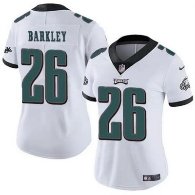 Women Philadelphia Eagles 26 Saquon Barkley White Vapor Untouchable Limited Stitched Football Jersey