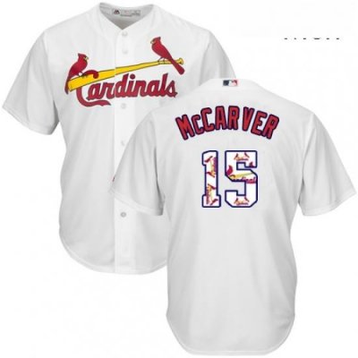 Mens Majestic St Louis Cardinals 15 Tim McCarver Authentic White Team Logo Fashion Cool Base MLB Jersey