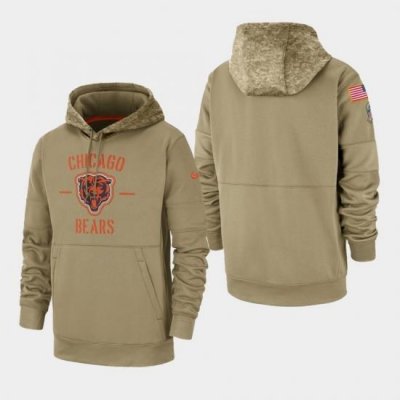 Mens Chicago Bears Tan 2019 Salute to Service Sideline Therma Pullover Hoodie