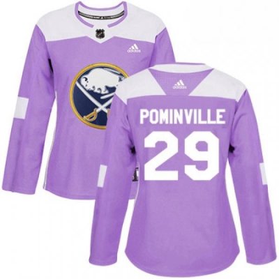 Womens Adidas Buffalo Sabres 29 Jason Pominville Authentic Purple Fights Cancer Practice NHL Jersey