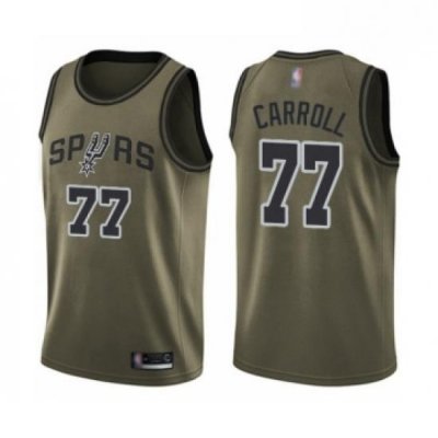 Mens San Antonio Spurs 77 DeMarre Carroll Swingman Green Salute to Service Basketball Jersey